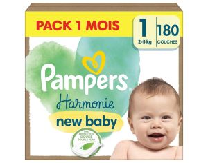 PAMPERS Pampers Harmonie 180 Couches Taille 1 - 2  5 kg - Ds 1 mois