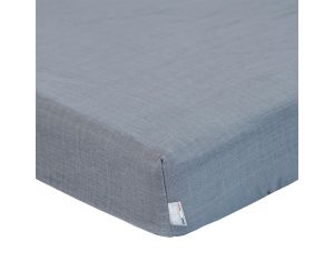 SEVIRA KIDS Drap Housse en Gaze de Coton -  Carreaux - Gris 60x120