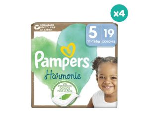PAMPERS 4 x 19 Couches Harmonie Taille 5 - 11  16 kg