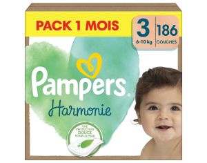 PAMPERS 186 Couches Harmonie Taille 3 - 6  10 kg