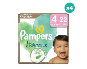 PAMPERS 4 x 22 Couches Harmonie Taille 4 - 9  14 kg