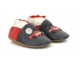 ROBEEZ Chaussons Cuir - Chrono Driving Marine - Rouge