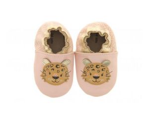 ROBEEZ Chaussons Cuir Leopardo Rose