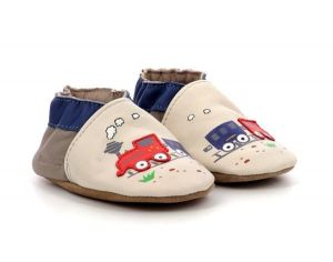 ROBEEZ Chaussons Cuir Funny Train - Beige Gris 21/22