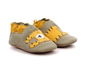 ROBEEZ Chaussons Cuir Tiger Nap Kaki