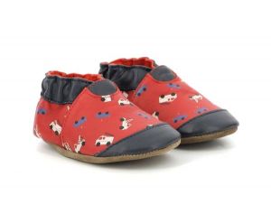 ROBEEZ Chaussons Cuir Super Cars Rouge