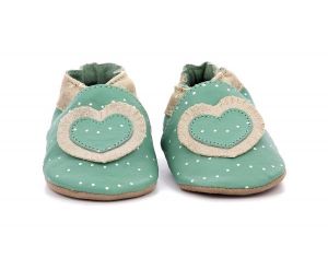 ROBEEZ Chaussons Cuir Baby Tiny Heart - Vert