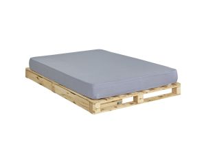 AKITEN RETAIL Pack Lit Palette avec Matelas Cembro - Bois Naturel - 140 x 200 cm 140x200 cm