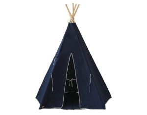 MOI MILI Tente Tipi Lin Naturel - Bleu Marine