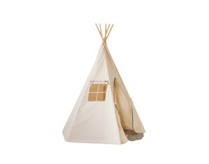 MOI MILI Tente Tipi Pompoms avec Tapis - Gris