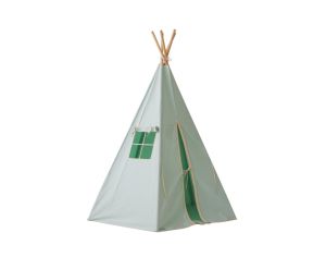 MOI MILI Tente Tipi avec Pompoms et Tapis - Vert Menthe