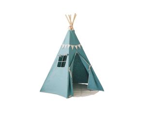 MOI MILI Tente Tipi avec Guirlande et Tapis - Gold Star - Bleu, Gris