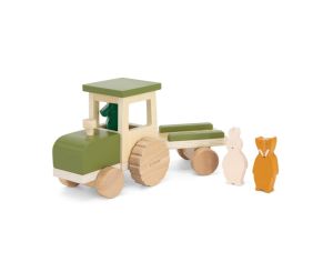 TRIXIE Tracteur en Bois avec Remorque - Ds 18 mois