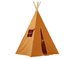 MOI MILI Tente Tipi avec Pompoms et Tapis - Orange Ocre