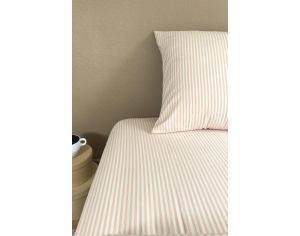 KADOLIS Drap Housse 1 Personne en Percale de Coton Bio - Ray - Peach