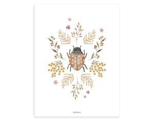 LILIPINSO Affiche Seule - Coccinelle et Fleurs - 30x40 cm