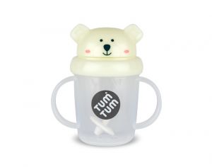 TUM TUM Tasse Anti-Fuite avec Paille Leste - Ours Polaire Phosphorescent - Ds 6 mois - 200 ml