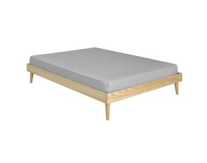 AKITEN RETAIL Pack Lit 2 Places avec Pieds et Matelas Darla - Bois Naturel