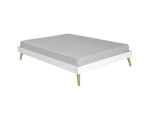 AKITEN RETAIL Pack Lit 2 Places avec Pieds et Matelas - Darla - Blanc