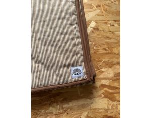 MOOMIE Couverture Raye en Gaze de Coton - Ocre et Beige