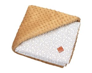 SEVIRA KIDS Couverture Rversible en Minky Lior - Camel Face 1 : 100% coton, Face 2 : velours minky polyester