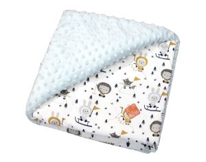 SEVIRA KIDS Couverture Rversible en Minky Eskimo - Bleu Face 1 : 100% coton, Face 2 : velours minky polyester