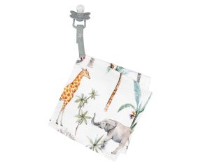 SEVIRA KIDS Doudou Lange Attache Ttine en Coton - Safari