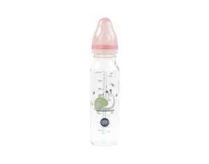 DBB REMOND Biberon en Verre Rgul'air 240ml Rose Poudr - Escargot - Ttine Silicone