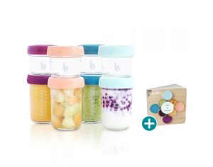 BABYMOOV Babybols en Verre - 4 x 100 ml + 4 x 220 ml + Livret Recettes Bio