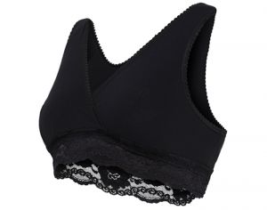 CARRIWELL Brassire d'Allaitement Cache-Coeur en Coton Bio - Noir L