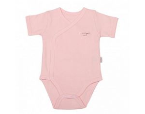 SEVIRA KIDS Body Kimono en Coton Biologique - Basic Manches Courtes Rose NAISSANCE - 50CM